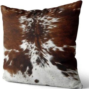 Faux cow hide pillow case